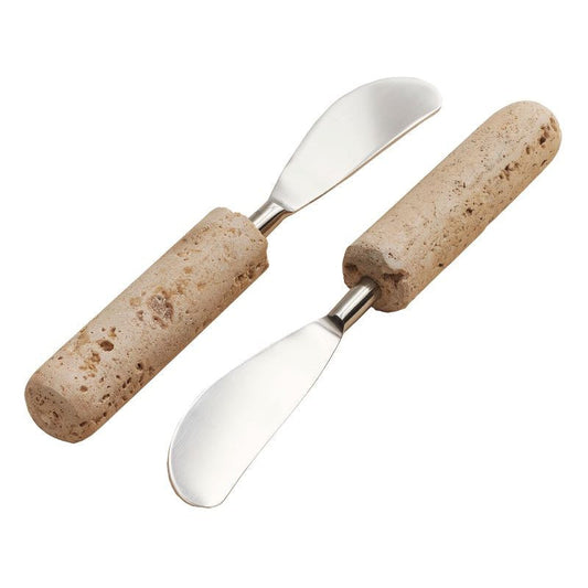 VivaTerra Marbella Travertine Cheese Spreaders, Set of 2