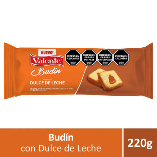 Pampa Direct Valente Budín Vainilla Relleno Pudding with Dulce de Leche Filling Perfect Pound Cake for Mates, 220 g / 7.06 oz