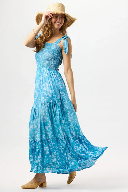 Tiare Hawaii Waverly Maxi Dress - Batik Orchid Blue