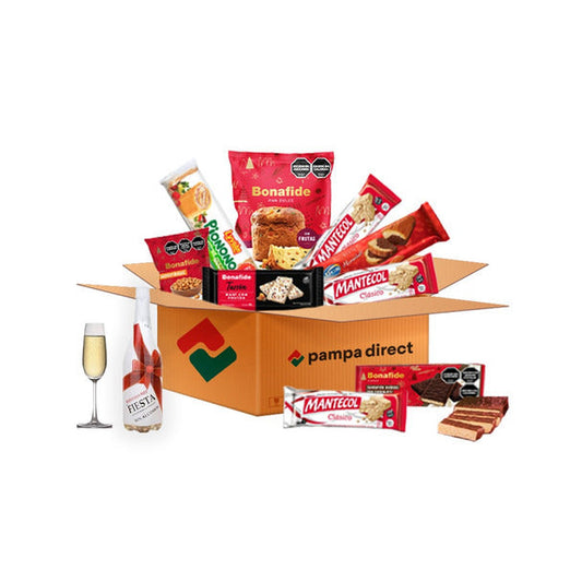 Pampa Direct Christmas Selection Box - Mantecol, Nougats, Panettone, Pionono, Fizz Apple & Snacks, 10-Pack Gift Box