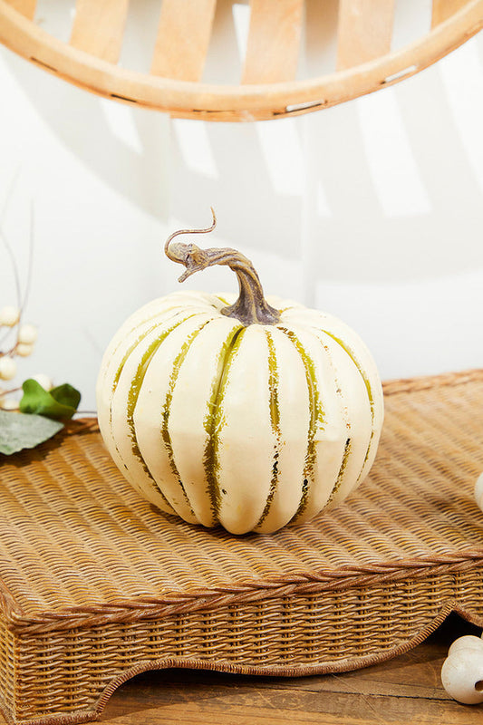 Decorator's Warehouse 6" Cream/Green Harvest Vine Pumpkin