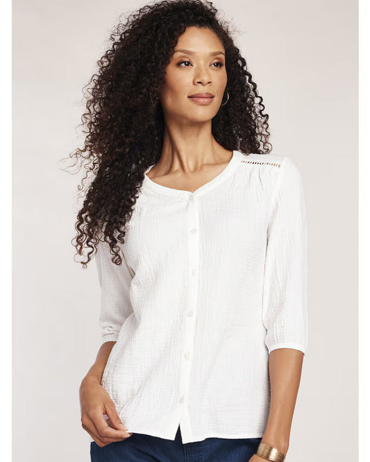 BLAIR Women’s Top Easy Going Gauze Button Shirt (Women Plus) - x2