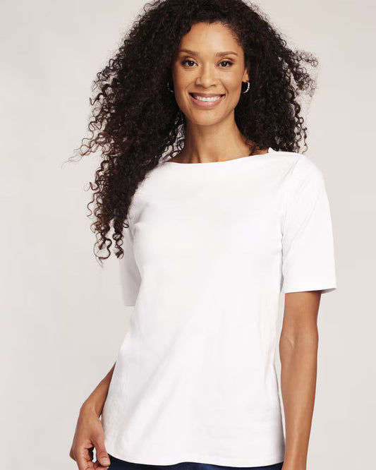 BLAIR Women's Tops Essential Knit Elbow Length Sleeve Boatneck Top (Women Plus) - x5