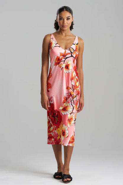 Natori Winter Peony Satin Gown