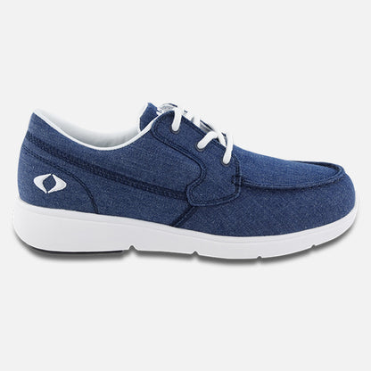 Apexfoot Women's Moc Toe Canvas Loafer - Navy