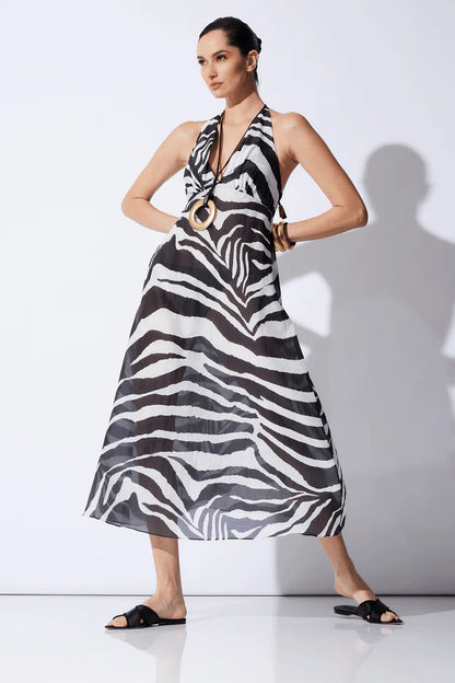Natori Zebra Cotton Silk Dress