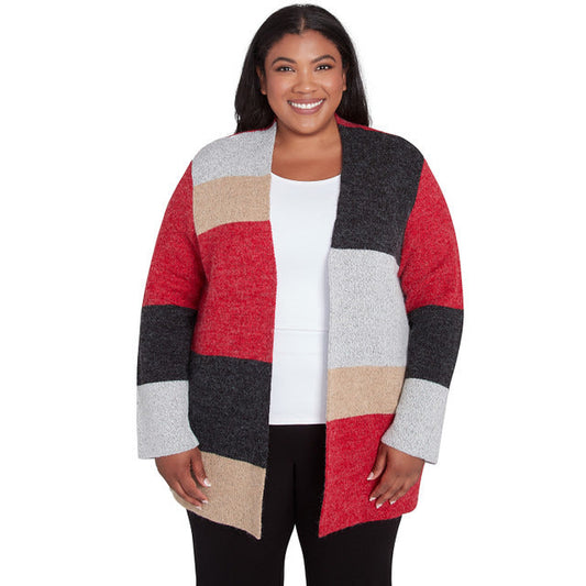 Alfred Dunner Women's Colorblock Cardigan Sweater