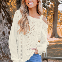 Cupshe Cutout Cable Knit One-Shoulder Sweater (x2)