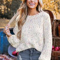 Cupshe Rainbow Pom Pom Drop Sleeve Sweater