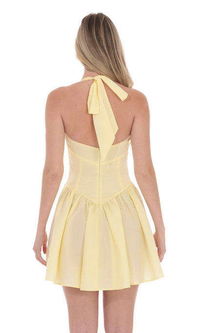 Lucy In The Sky Halter A-line Dress in Yellow