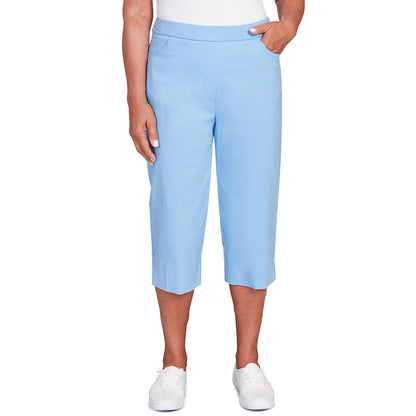 Alfred Dunner Women's Flat Front Split Hem Allure Clamdigger Pant - LAKE BLUE