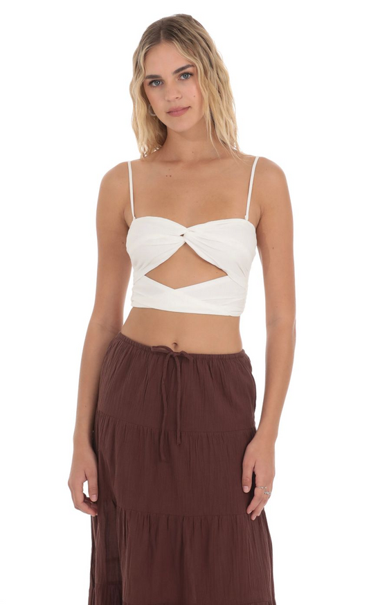 Lucy in the Sky Cutout Top in White