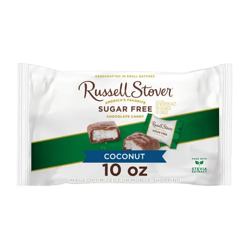 Russell Stover Chocolates Sugar Free Coconut in Chocolate Candy, 10 oz. Bag