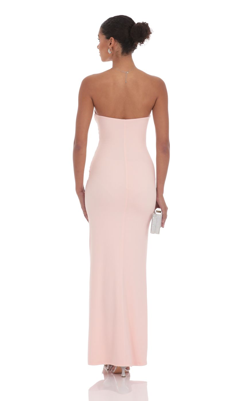 Lucy in the Sky Silver Rose Cutout Maxi Dress in Pink