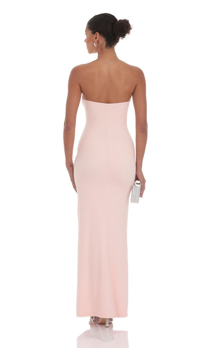 Lucy In The Sky Silver Rose Cutout Maxi Dress in Pink