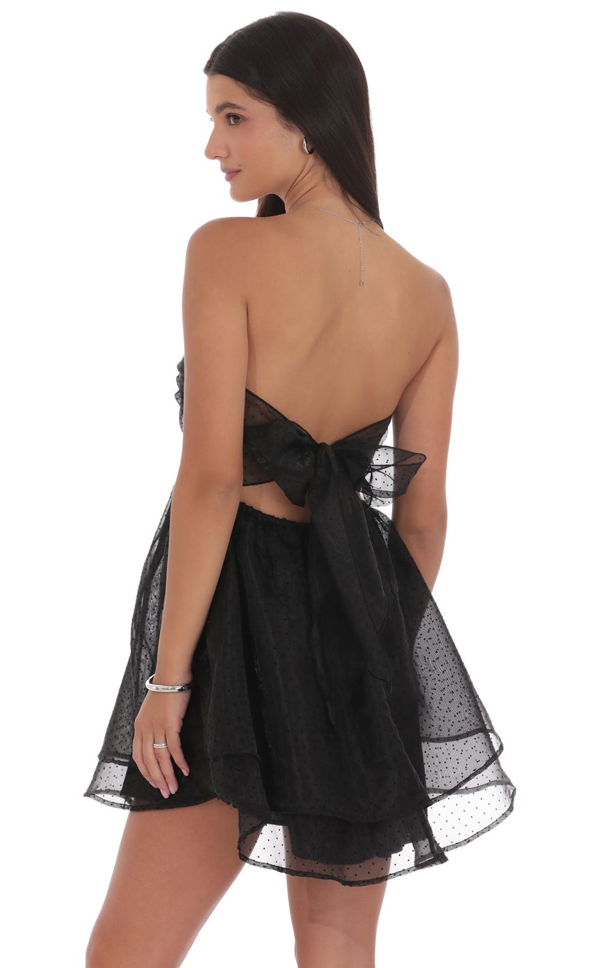 Lucy In The Sky Dotted Cutout Babydoll Dress in Black