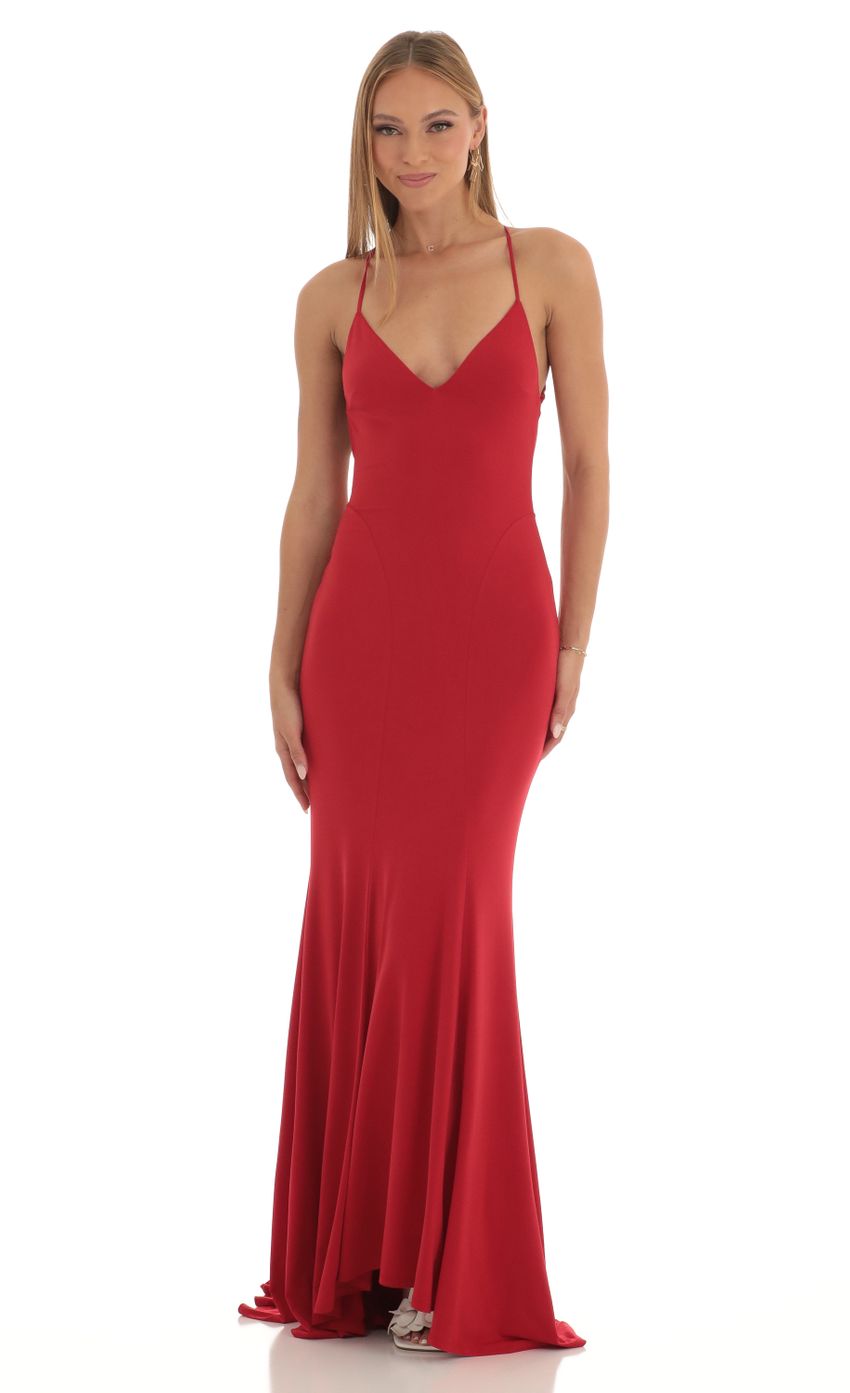 Lucy in the Sky Open Back Maxi Dress in Red