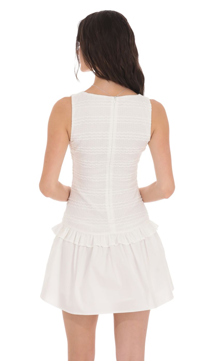 Lucy In The Sky Textured High Neck Dress in White