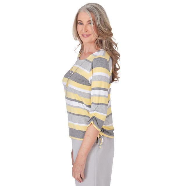 Alfred Dunner Women's Striped Top With Side Ruching