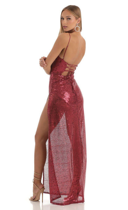 Lucy in the Sky Sequin Cowl Neck Maxi Dress