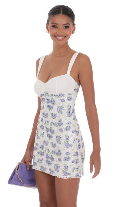 Lucy In The Sky Floral Lace Dress in White