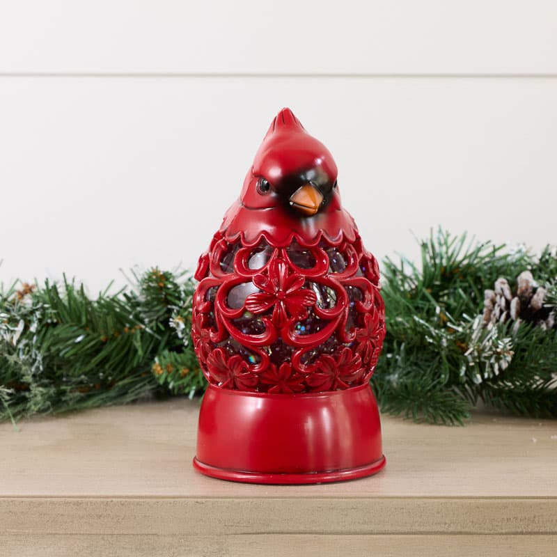 Cracker Barrel Cardinal Figural Glitter Globe