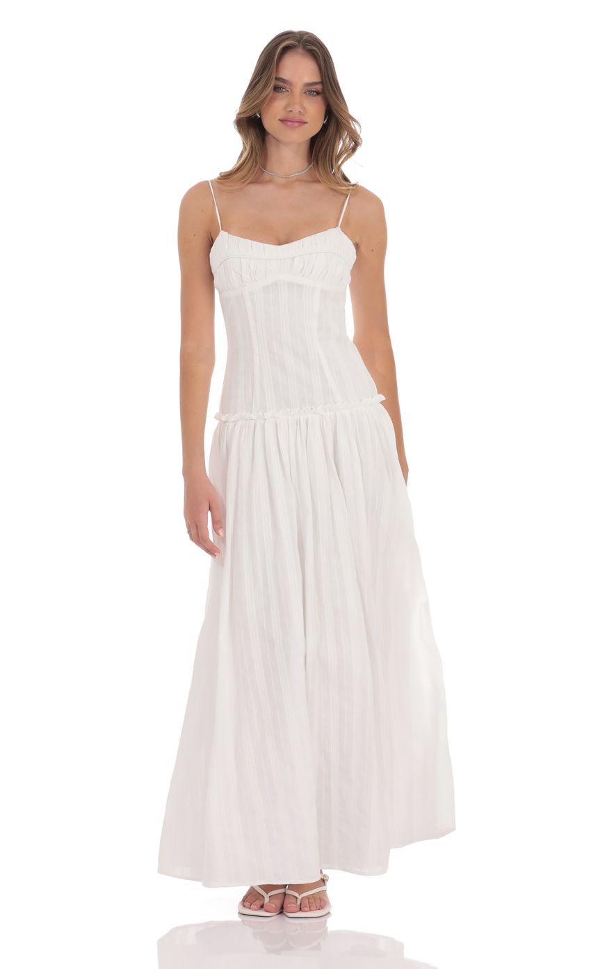 Lucy In The Sky Embroidered Striped Maxi Dress in White
