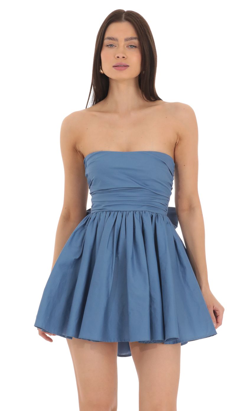 Lucy In The Sky Strapless A-line Dress in Blue