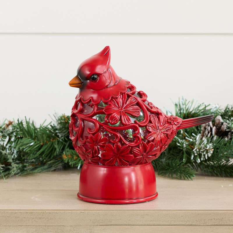 Cracker Barrel Cardinal Figural Glitter Globe