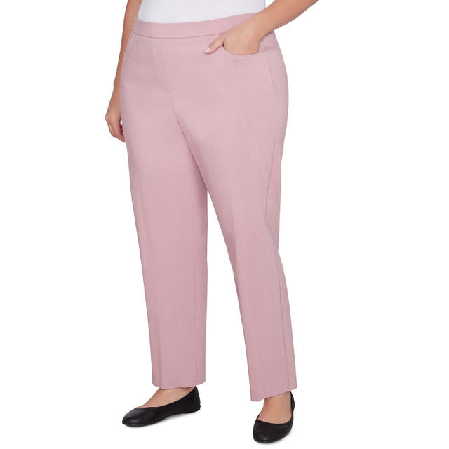 Alfred Dunner Women's Millennium Faux Fly Front Average Length Pant - ROSE HEATHER