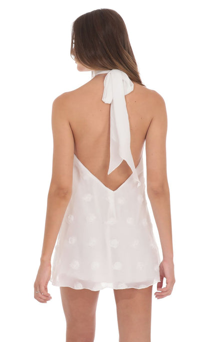 Lucy In The Sky Florette Halter Shift Dress in White