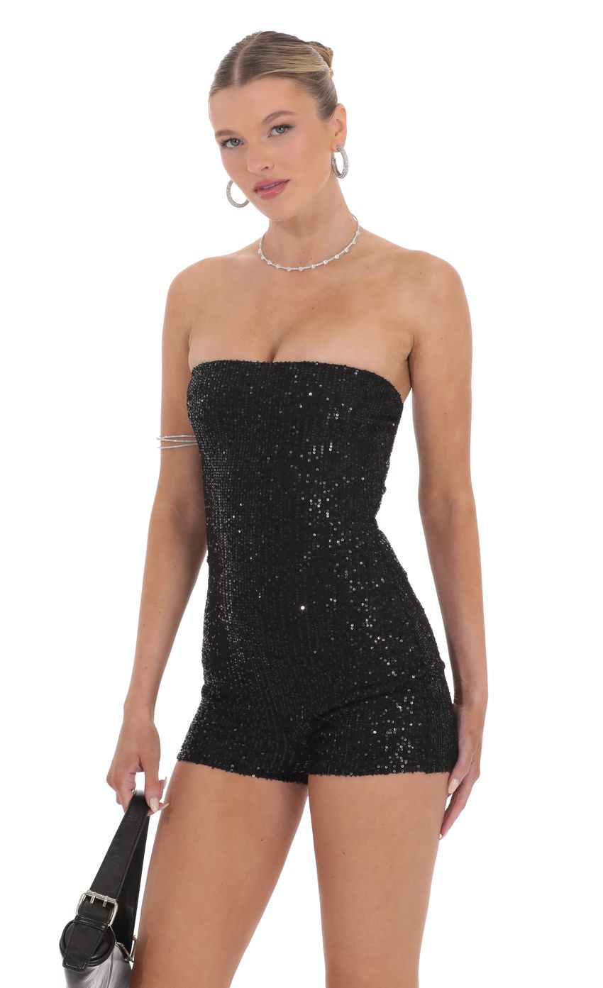 Lucy In The Sky Strapless Sequin Bodycon Romper