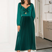 Cupshe Green Satin Sweetheart Puff Sleeve Midi Dress