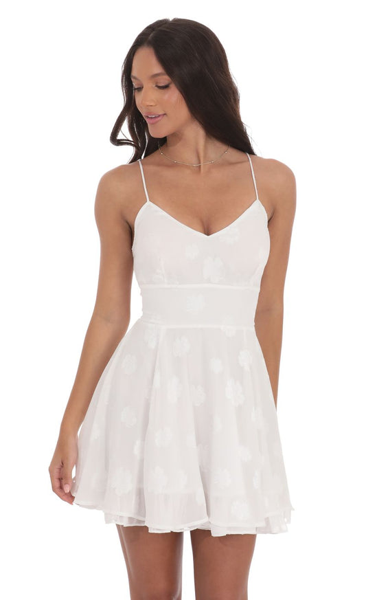 Lucy In The Sky Fit and Flare Dress in Floral White