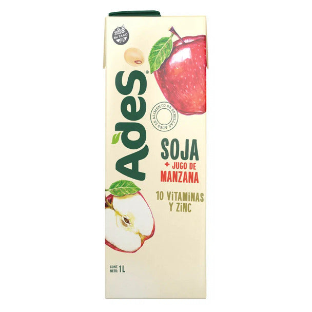 Pampa Direct Ades con Jugo de Manzana Soy Juice Apple Flavor Tetra Pak, 1 l / 33.8 fl oz