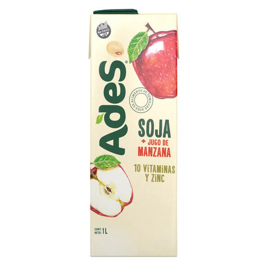 Pampa Direct Ades con Jugo de Manzana Soy Juice Apple Flavor Tetra Pak, 1 l / 33.8 fl oz