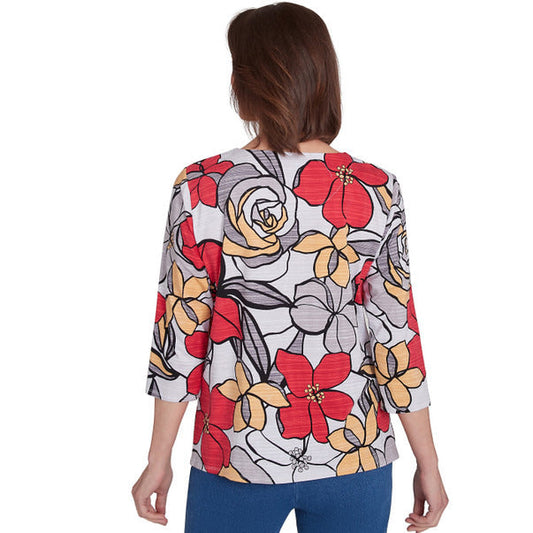 Alfred Dunner Women's Bold Floral Print Tee