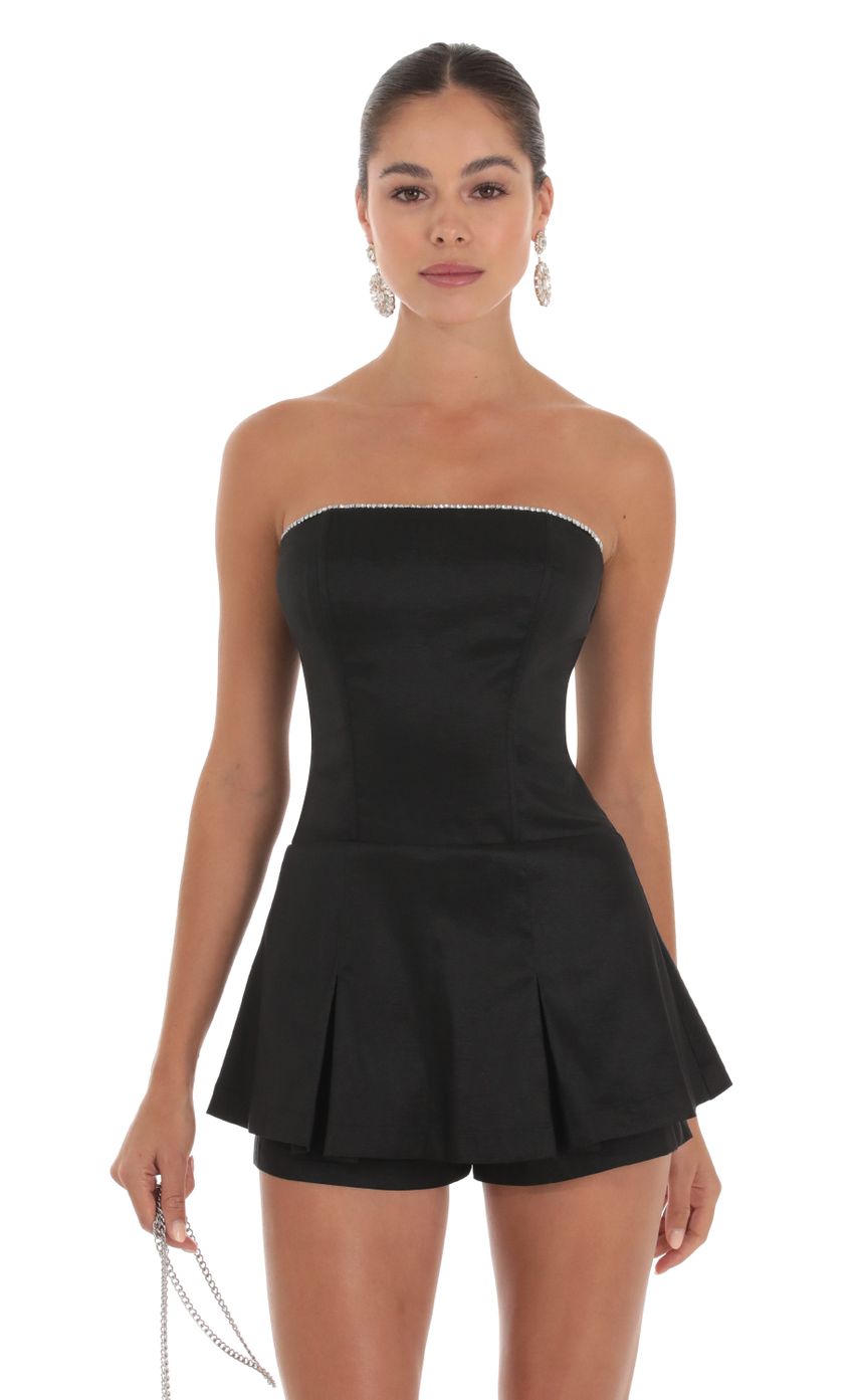 Lucy In The Sky Rhinestone Romper in Black