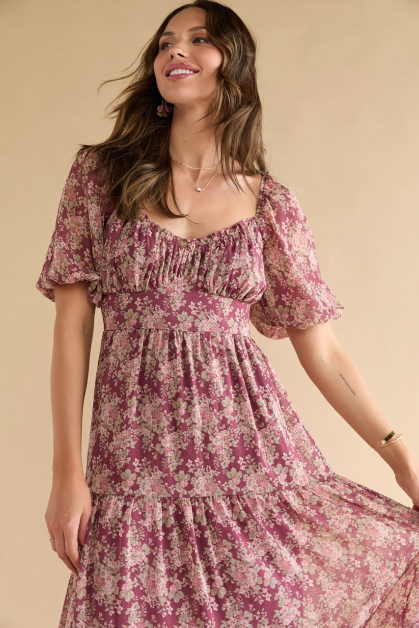 Francesca's Alissa Floral Tiered Maxi Dress