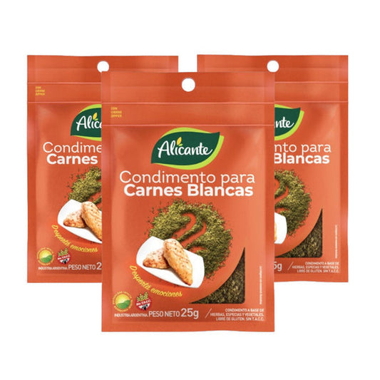 Pampa Direct Alicante Gluten-Free White Meat Seasoning with Herbs, Spices & Vegetables Condimento para Carnes Blancas, 25 g / 0.88 oz (pack of 3)