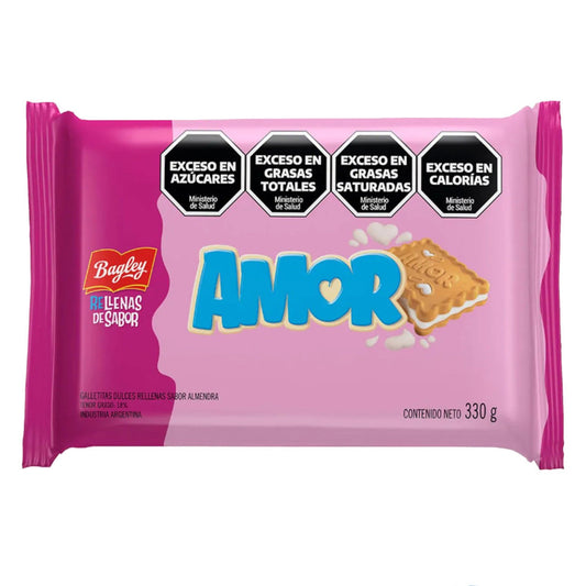 Pampa Direct Amor Galletitas Dulces Sandwich Cookies with Almond Flavored Filling, 330 g / 11.64 oz (tripack)