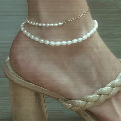 ARGENTO VIVO THE PEARL CHAIN ANKLET