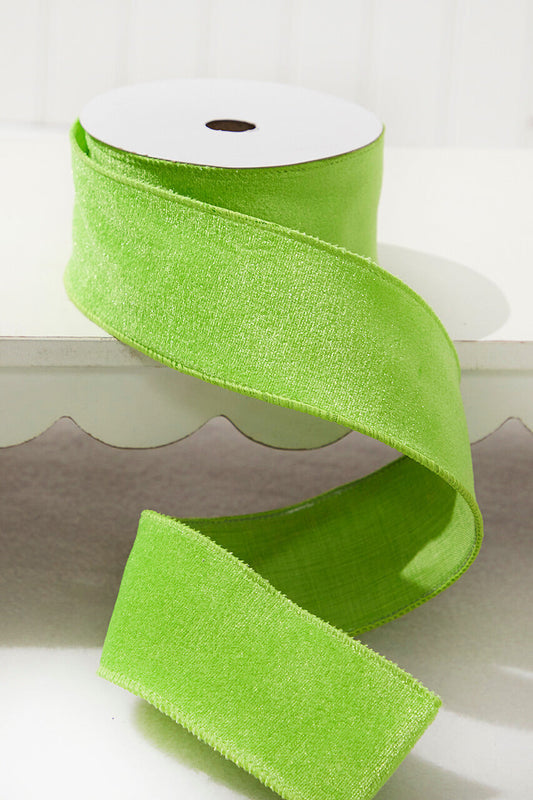 Decorator's Warehouse 2.5" x 10 Yard Lime Green Velvet Wired Ribbon