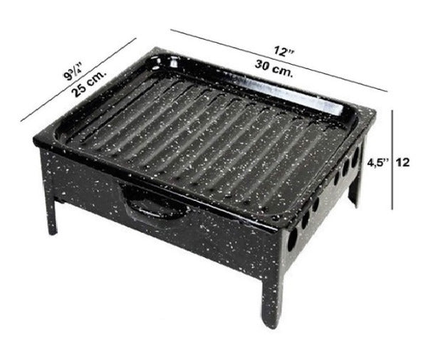 Pampa Direct Brasero de Mesa Enlozado Parrilla de Asado Mini Hot Tray Meat Warmer