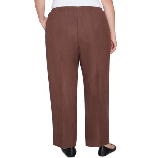 Alfred Dunner Women's Soft Microfiber Side Seam Pocket Medium Length Pant - CHOCOLATE (Copy)