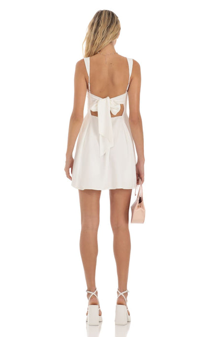 Lucy In The Sky Back Bow Fit and Flare Dress in Ivory