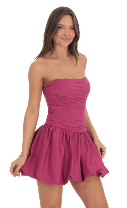 Lucy In The Sky Pointed Corset Bubble Dress in Magenta