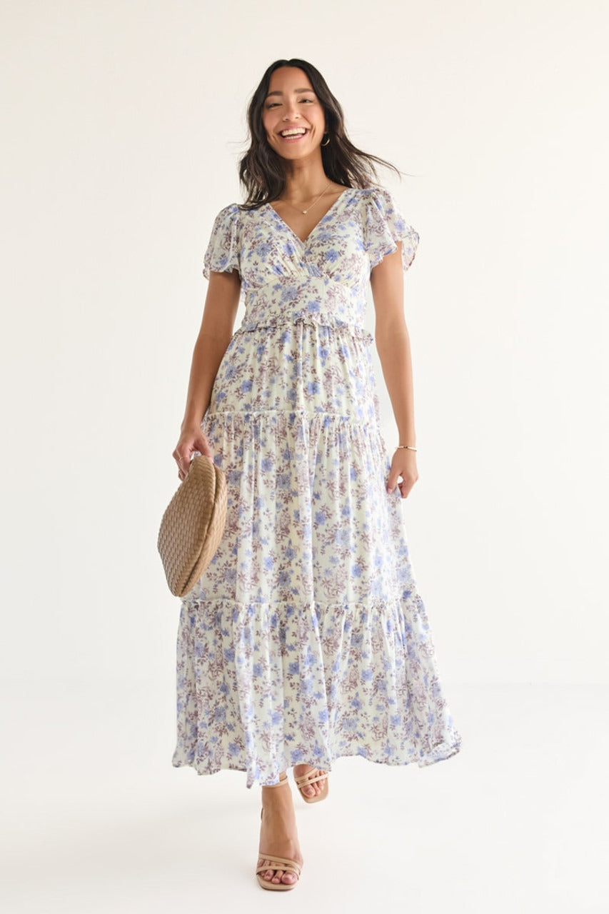 Francesca's Kathy Ruffle Tiered Floral Maxi Dress (x2)