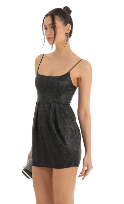 Lucy in the Sky Glitter Dress in Black