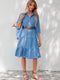 Cupshe Blue Collared Front Button Half Sleeve Midi Dress(X2)